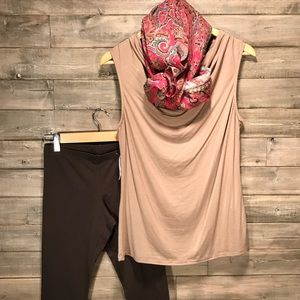 Doublju Sleeveless Draped Neck Top